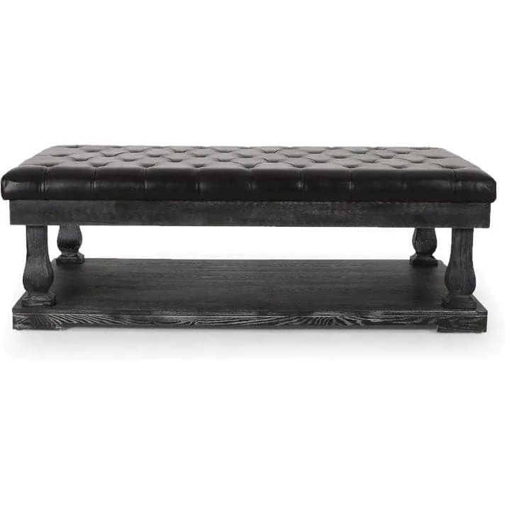 59" Tufted Rectangle Cocktail with Storage Ottoman