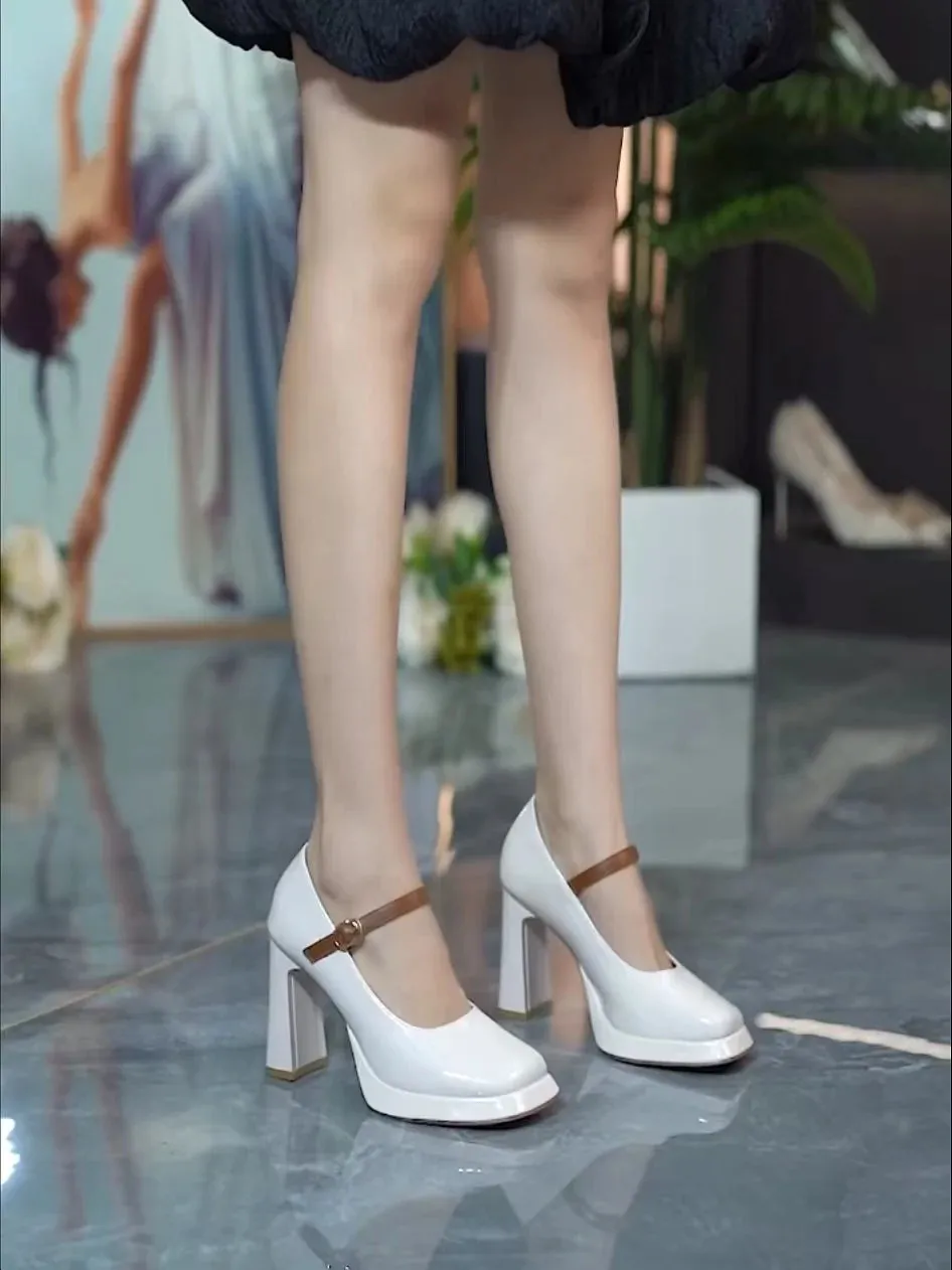 ADVBRIDGE  -  Women Shoes 2025 Spring Pumps Latest Mary Jane Basketball Platform Chunky Sandals Casual Heels Footwear New Lolita Thick Block C