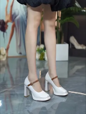 ADVBRIDGE  -  Women Shoes 2025 Spring Pumps Latest Mary Jane Basketball Platform Chunky Sandals Casual Heels Footwear New Lolita Thick Block C