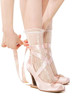 Ballet Ribbon Heeled Pumps