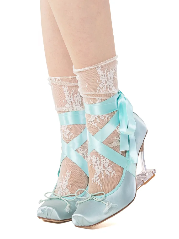 Ballet Ribbon Heeled Pumps