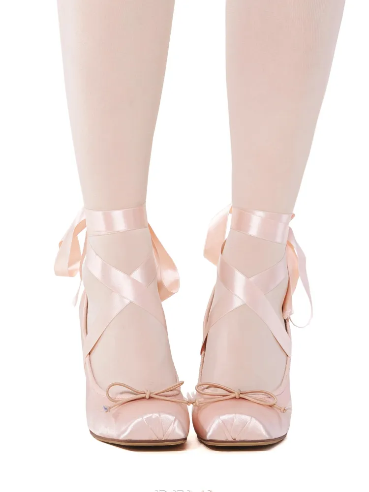 Ballet Ribbon Heeled Pumps