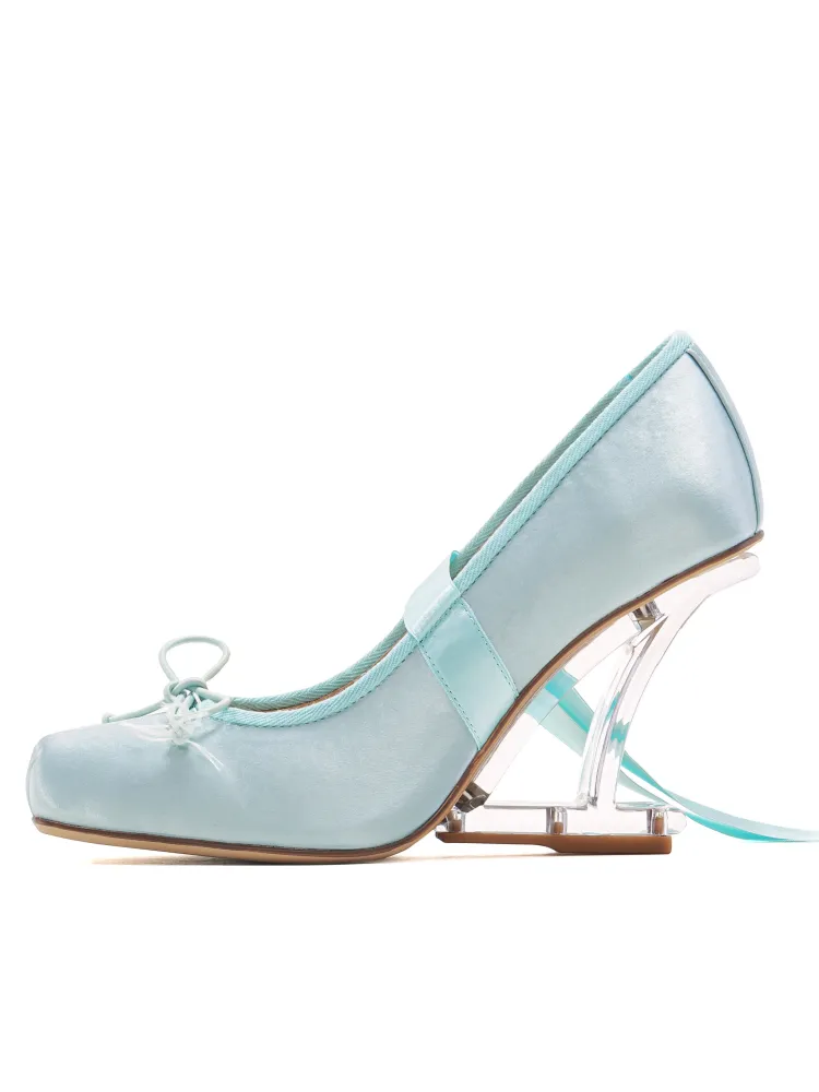Ballet Ribbon Heeled Pumps