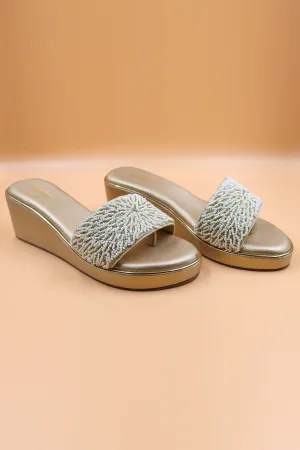 Bead Embroidered Gold Wedges