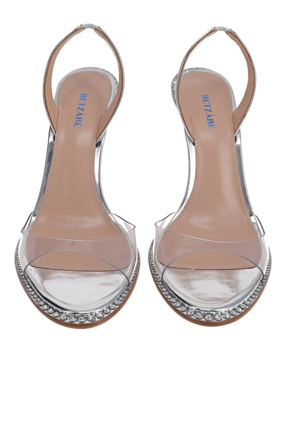 Betzábe PVC Silver Leather Slingback heel
