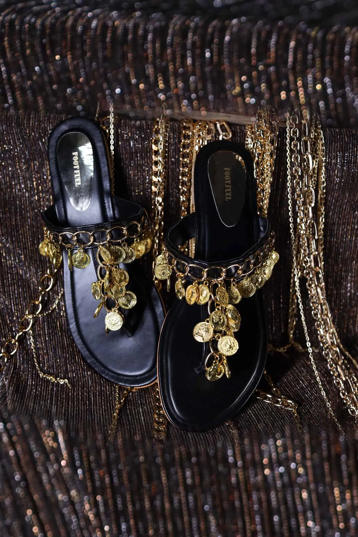 Black Zardosi Embroidered Flat