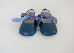 Blu Mary Jane Pram shoes with blu ribbon