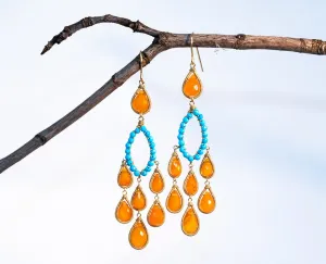 Carnelian Turquoise Earrings