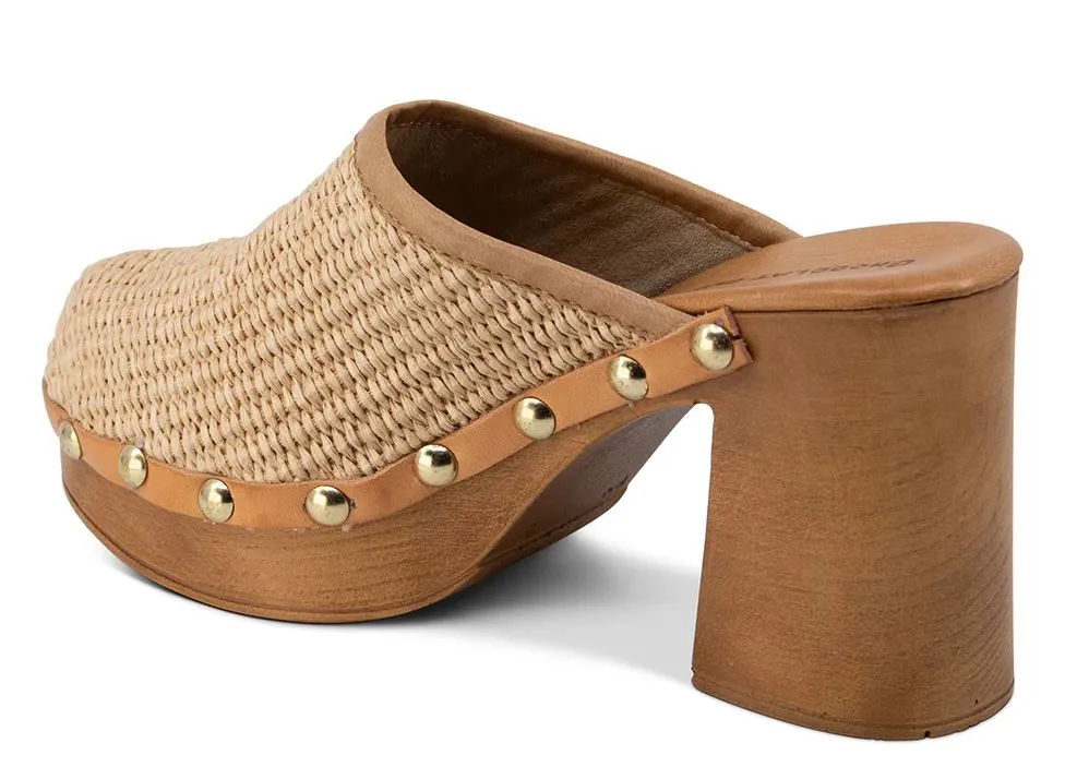 CHOCOLAT  BLU MELODY NATURAL RAFFIA PLATFORM SANDALS