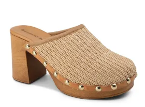 CHOCOLAT  BLU MELODY NATURAL RAFFIA PLATFORM SANDALS