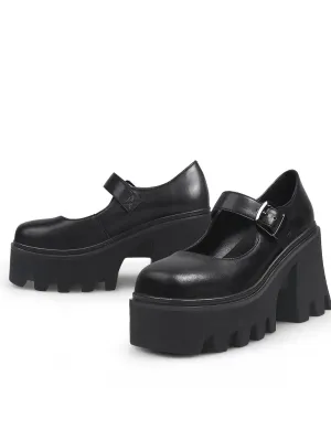 Classic Chunky Heel Platform Mary Jane - Black