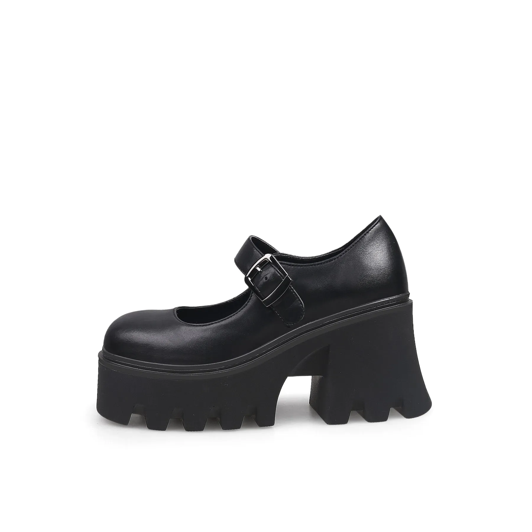 Classic Chunky Heel Platform Mary Jane - Black