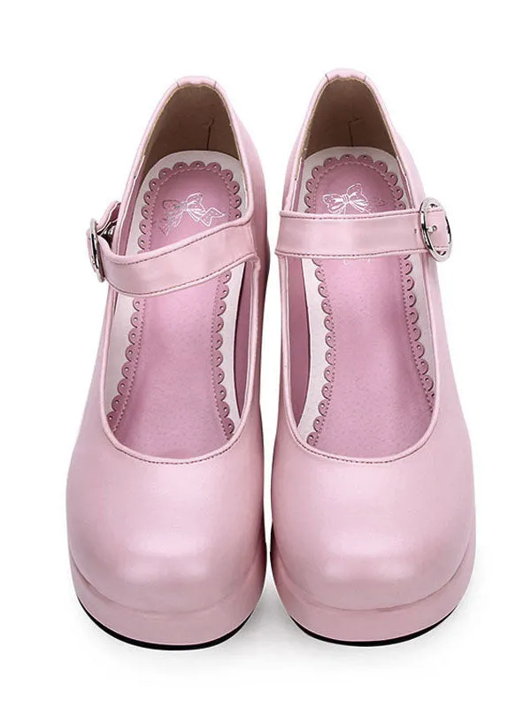 Classic Lolita Pumps Platform Round Toe PU Lolita Shoes