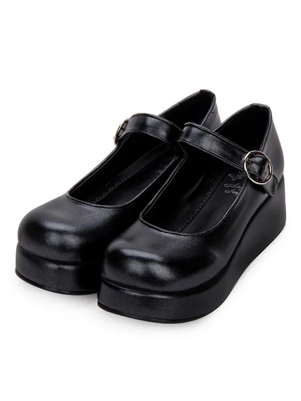 Classic Lolita Pumps Platform Round Toe PU Lolita Shoes