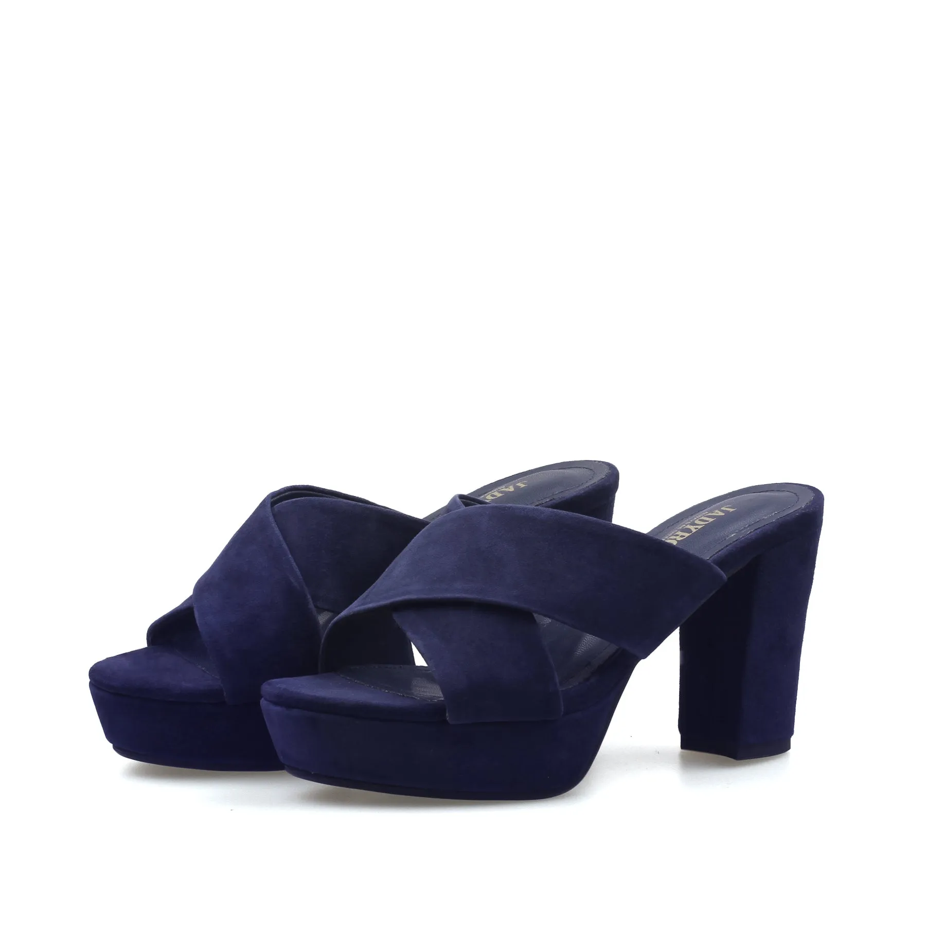 Crisscross Leather Platform Mule - Violet