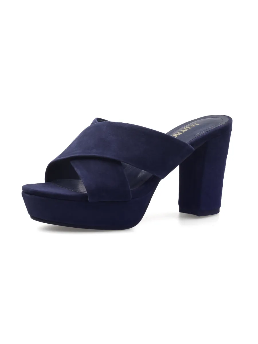 Crisscross Leather Platform Mule - Violet
