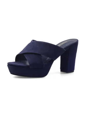 Crisscross Leather Platform Mule - Violet