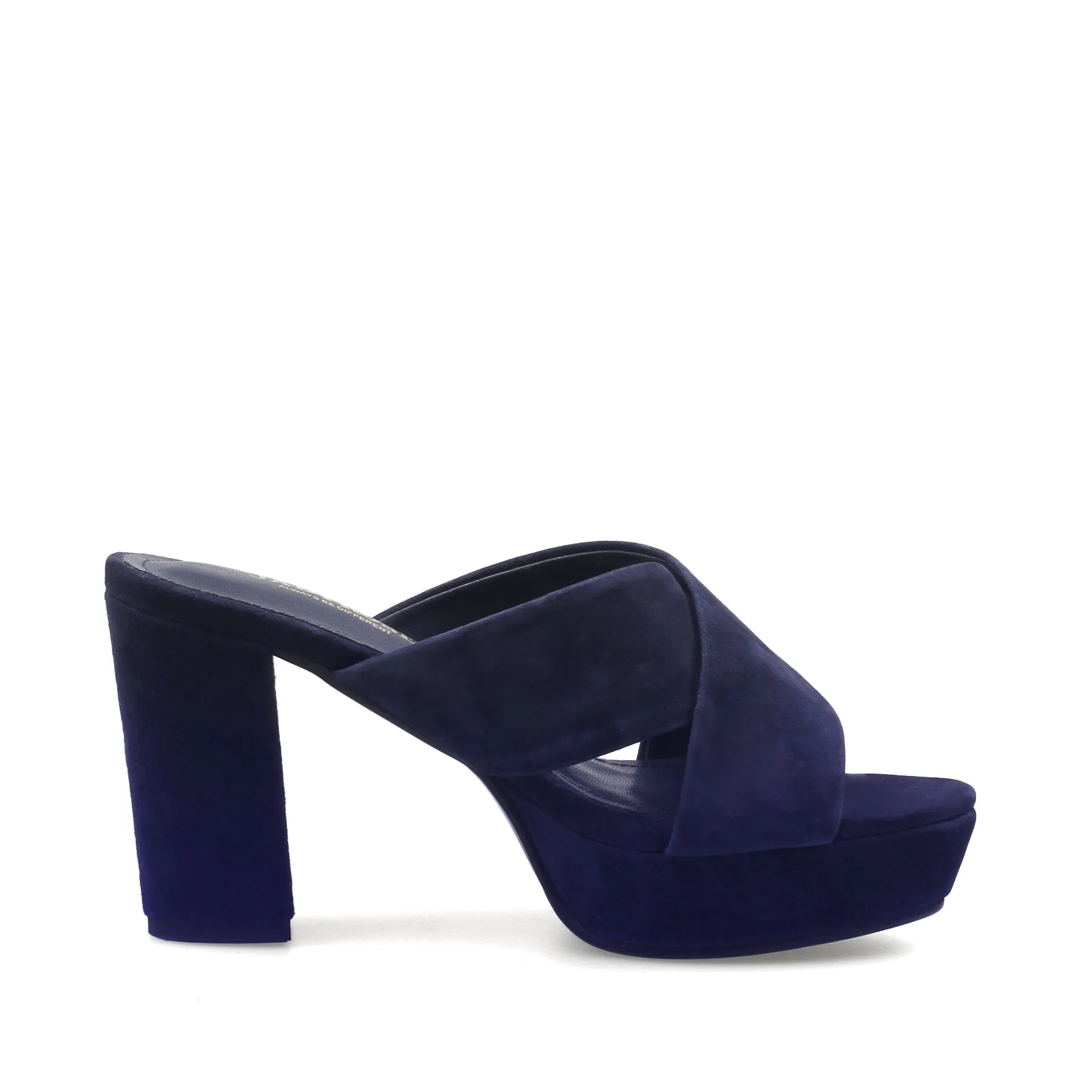 Crisscross Leather Platform Mule - Violet
