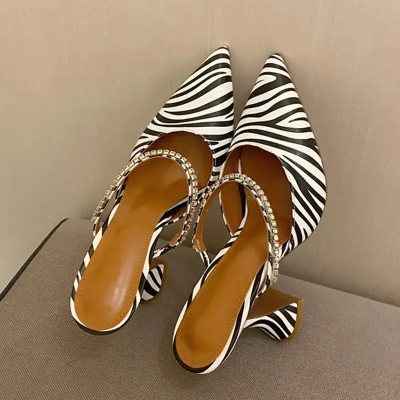 Crystal Zebra Slingback Heels