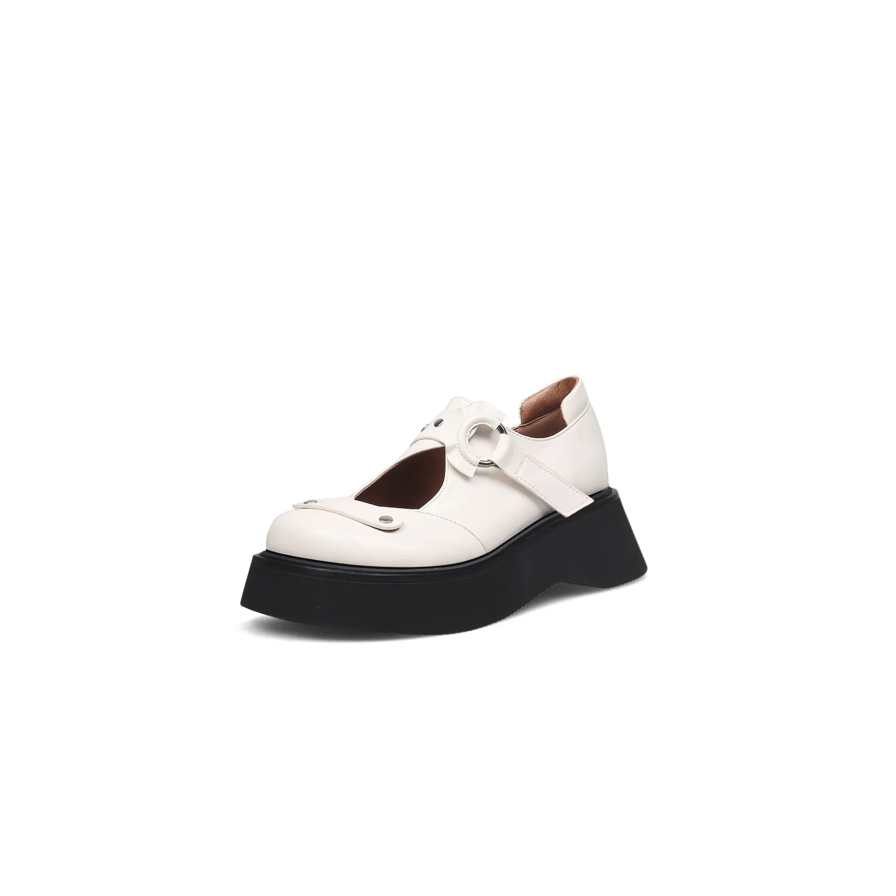 Cut-Out Patent Leather Mary Jane Ivory