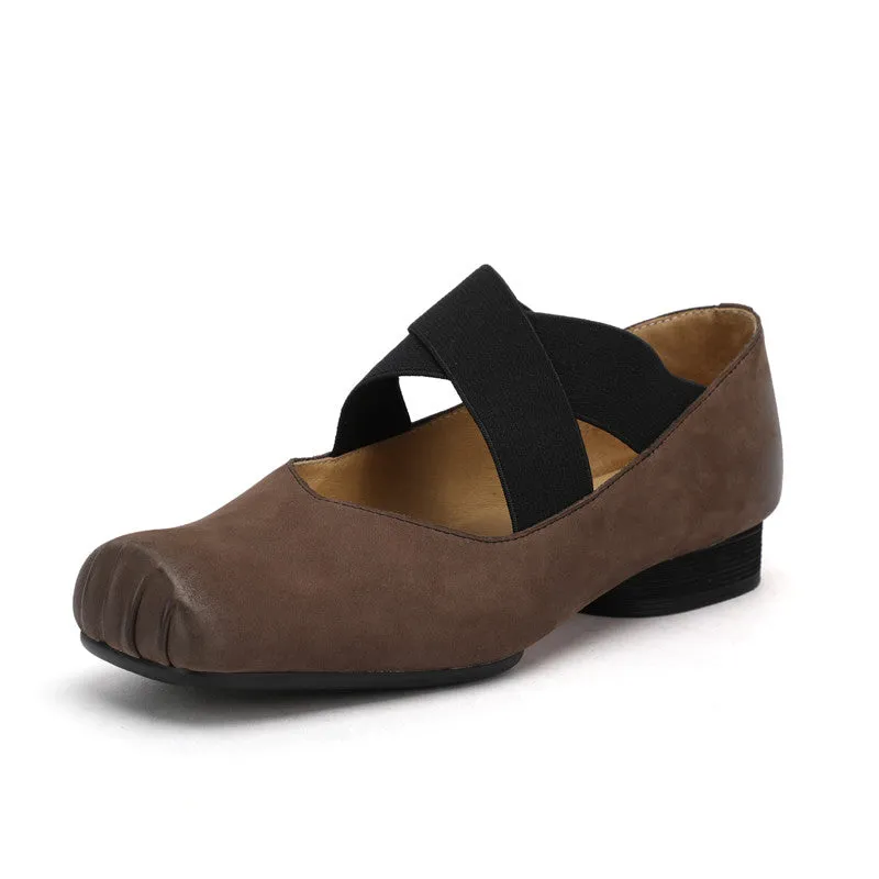 Demi Brown Square toe Ballet Flats