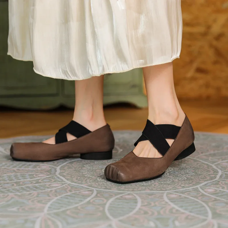 Demi Brown Square toe Ballet Flats
