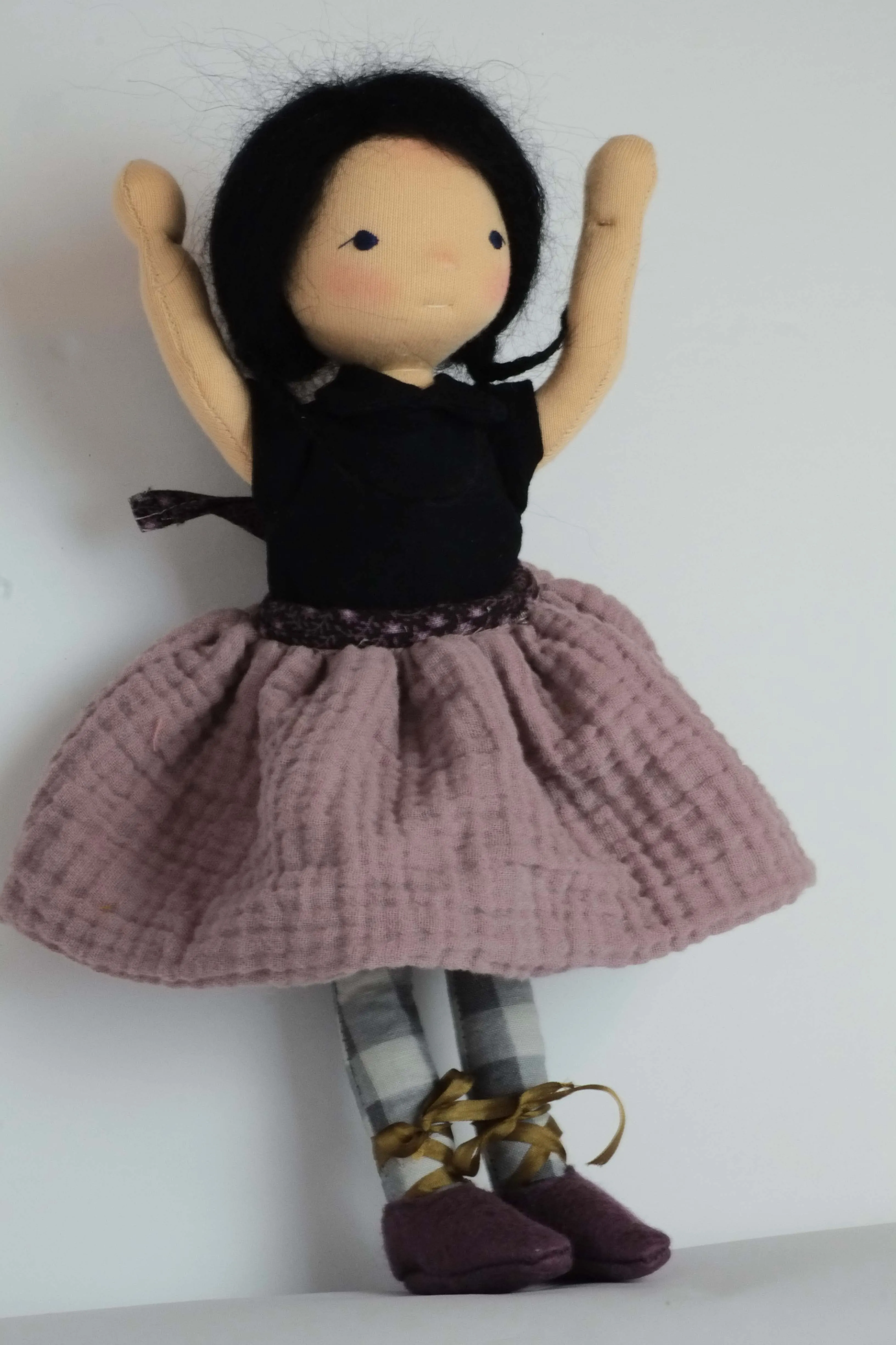 Doll Ballet Slippers | Purple Wool w/ Silk Ribbons
