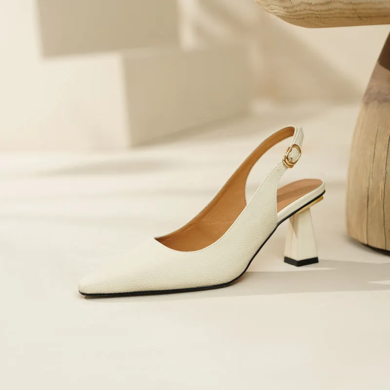Fara White Slingback Heels
