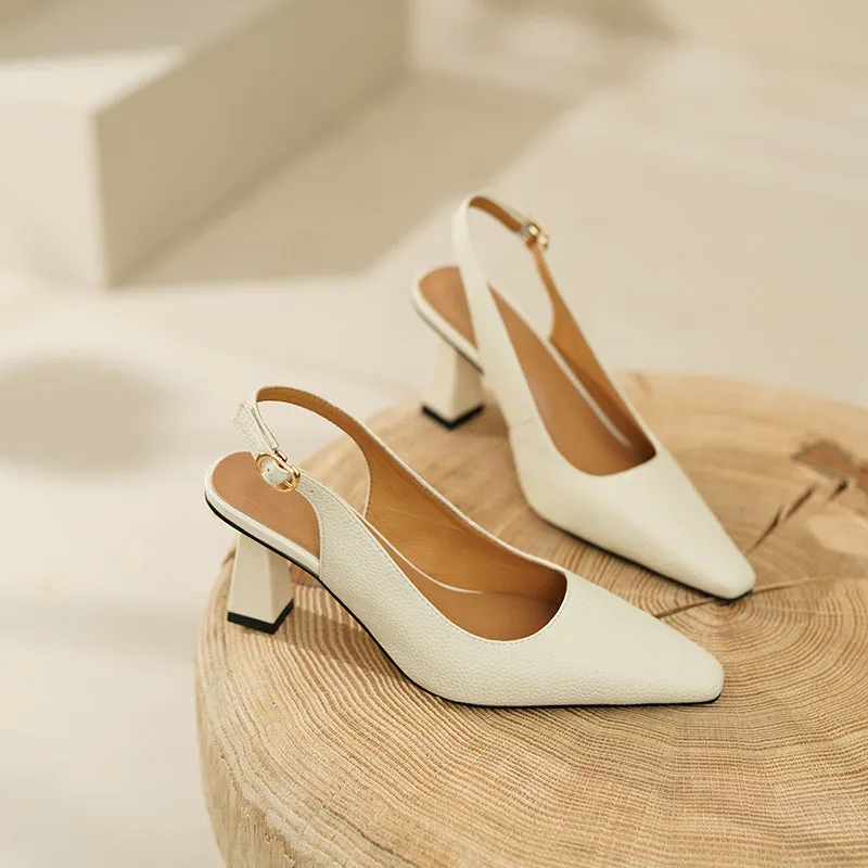 Fara White Slingback Heels