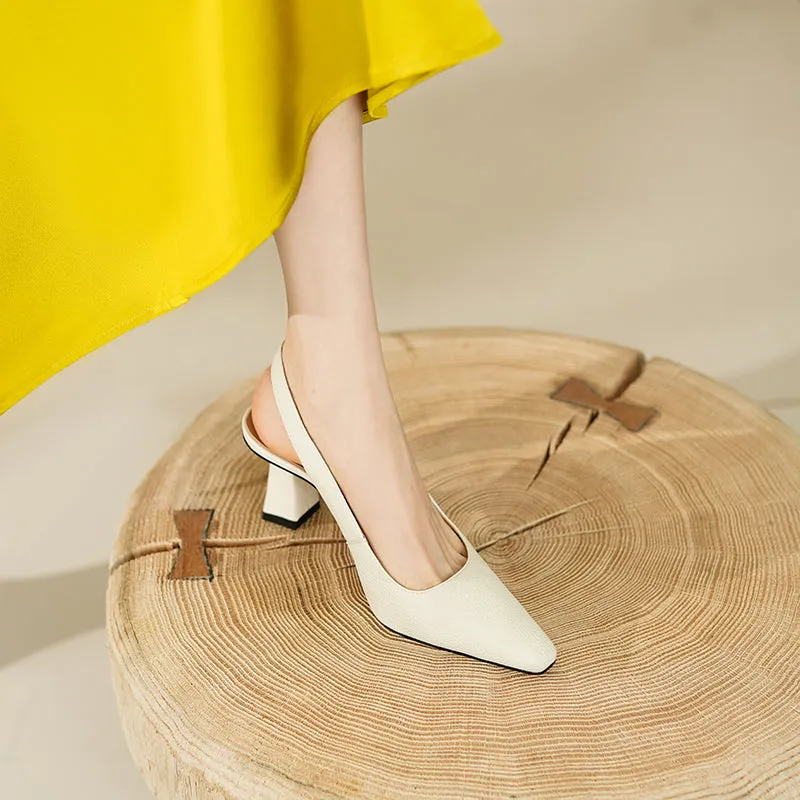 Fara White Slingback Heels