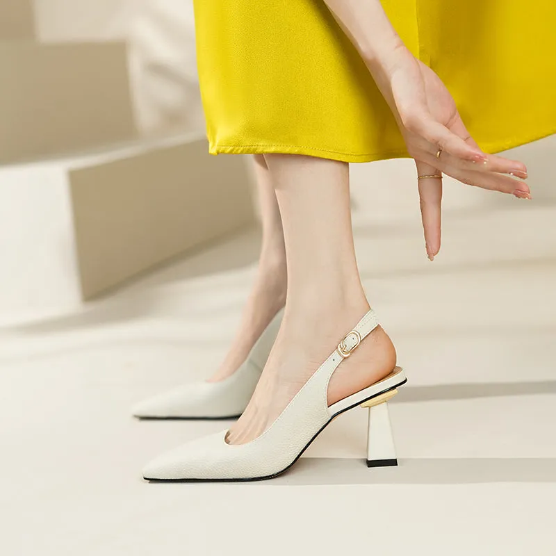 Fara White Slingback Heels