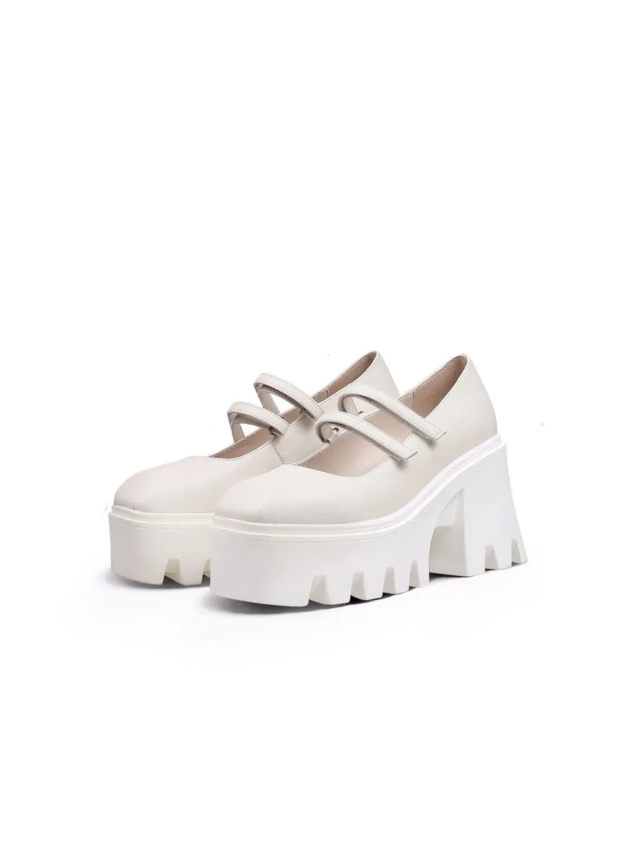 Filo Chunky Heel Ivory Leather Mary Jane