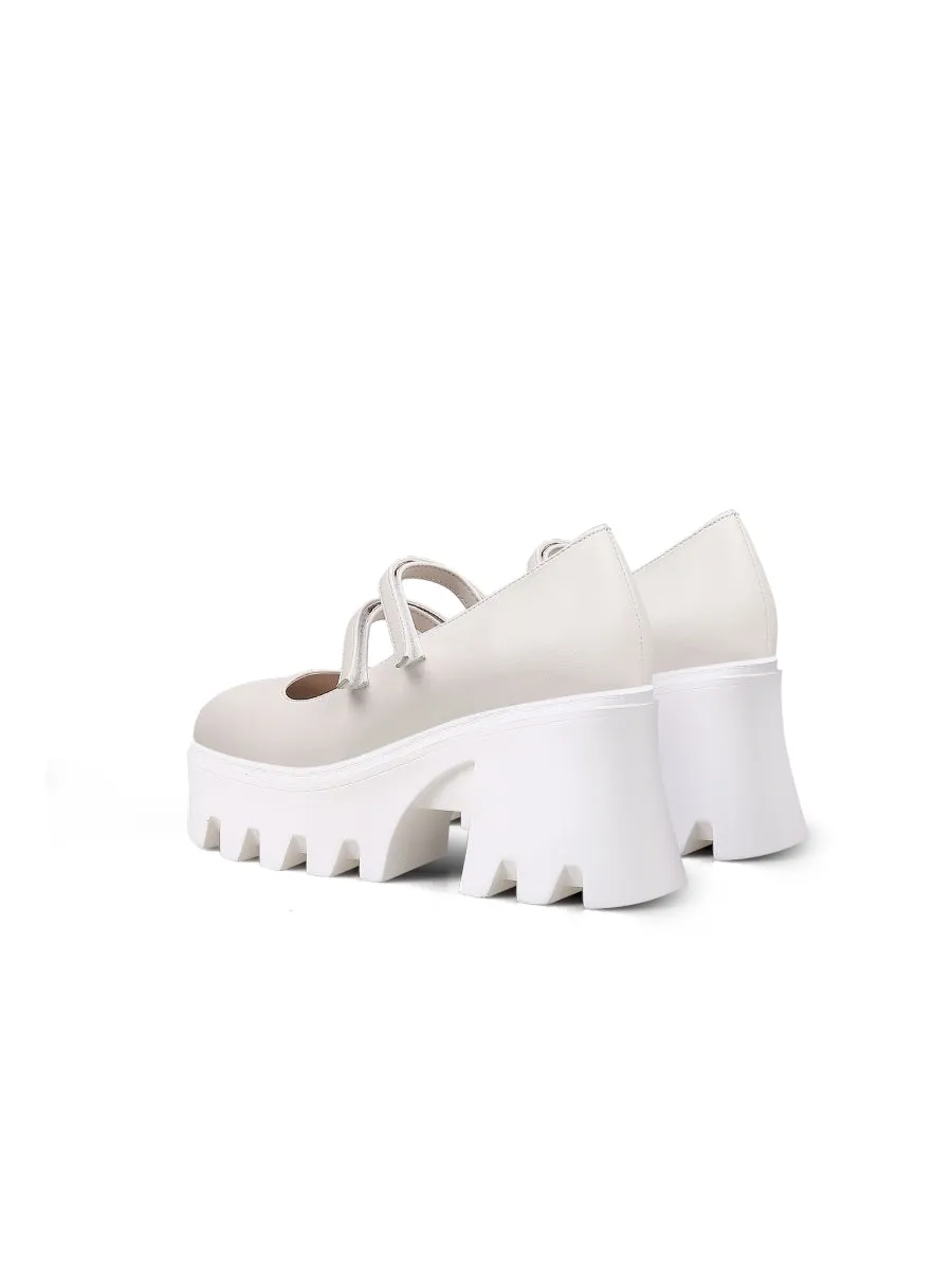 Filo Chunky Heel Ivory Leather Mary Jane