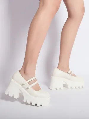 Filo Chunky Heel Ivory Leather Mary Jane