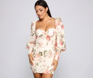 Floral Bloom Stylish Chiffon Mini Dress