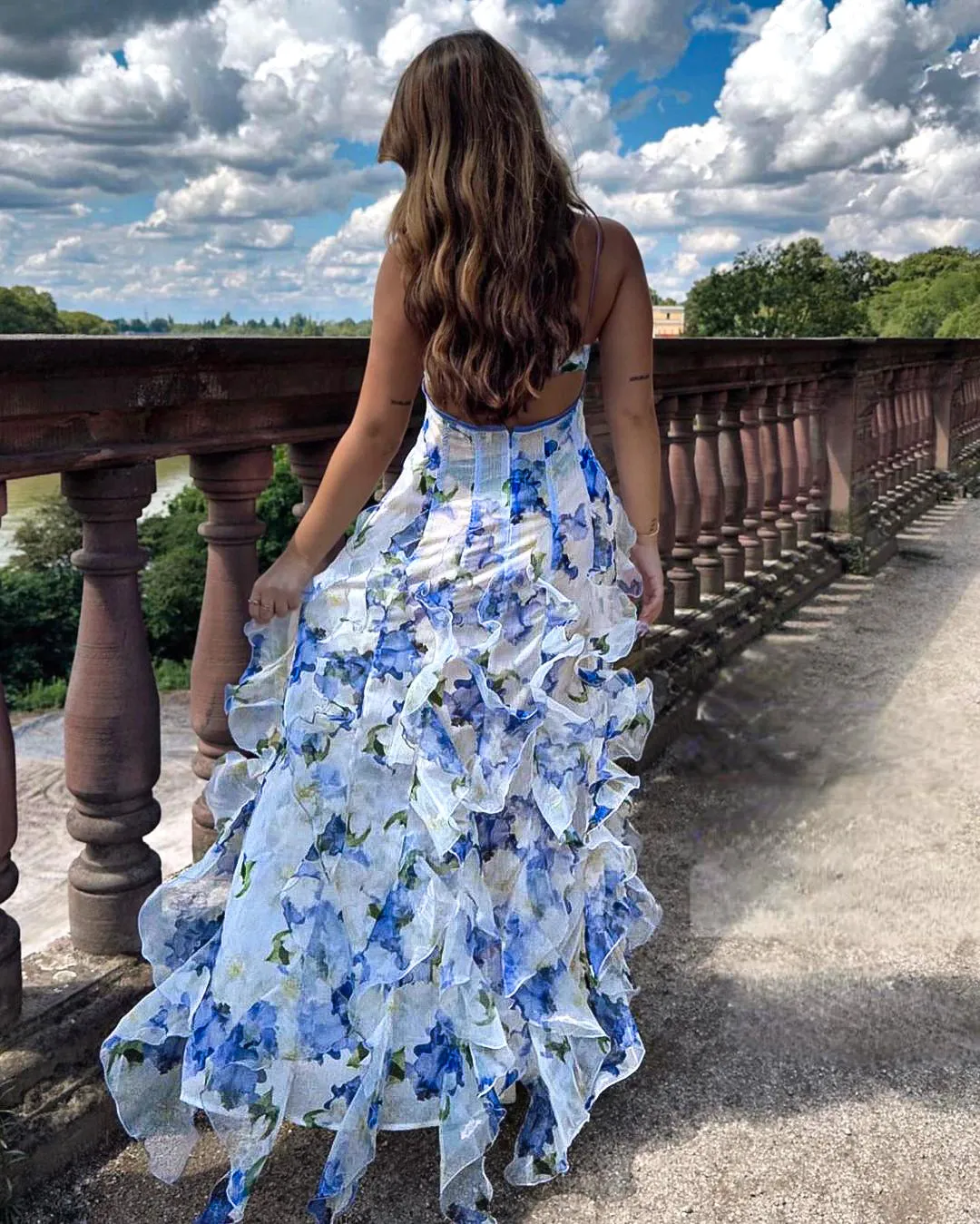 Floral Ruffle Dress with Spaghetti Straps