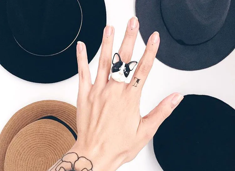 French Bulldog Ring Black and White
