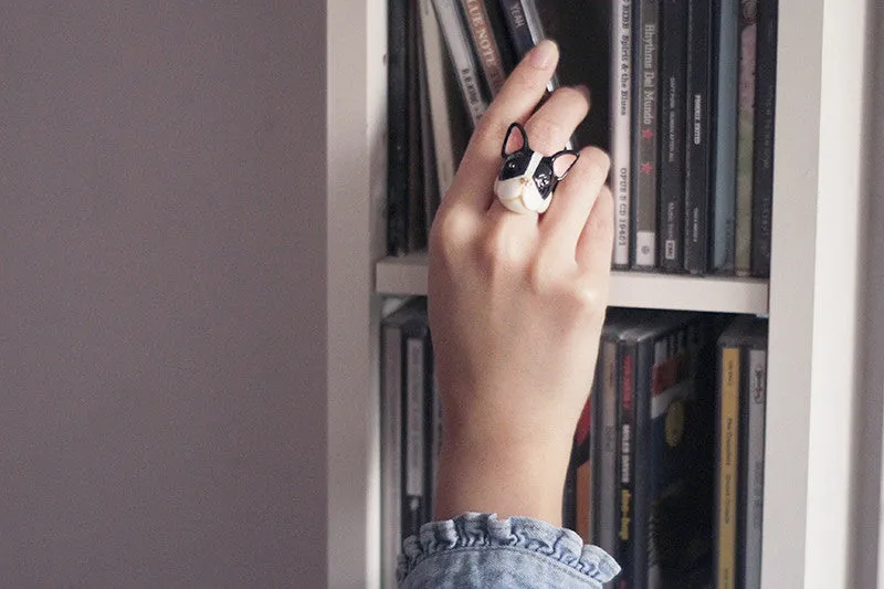 French Bulldog Ring Black and White