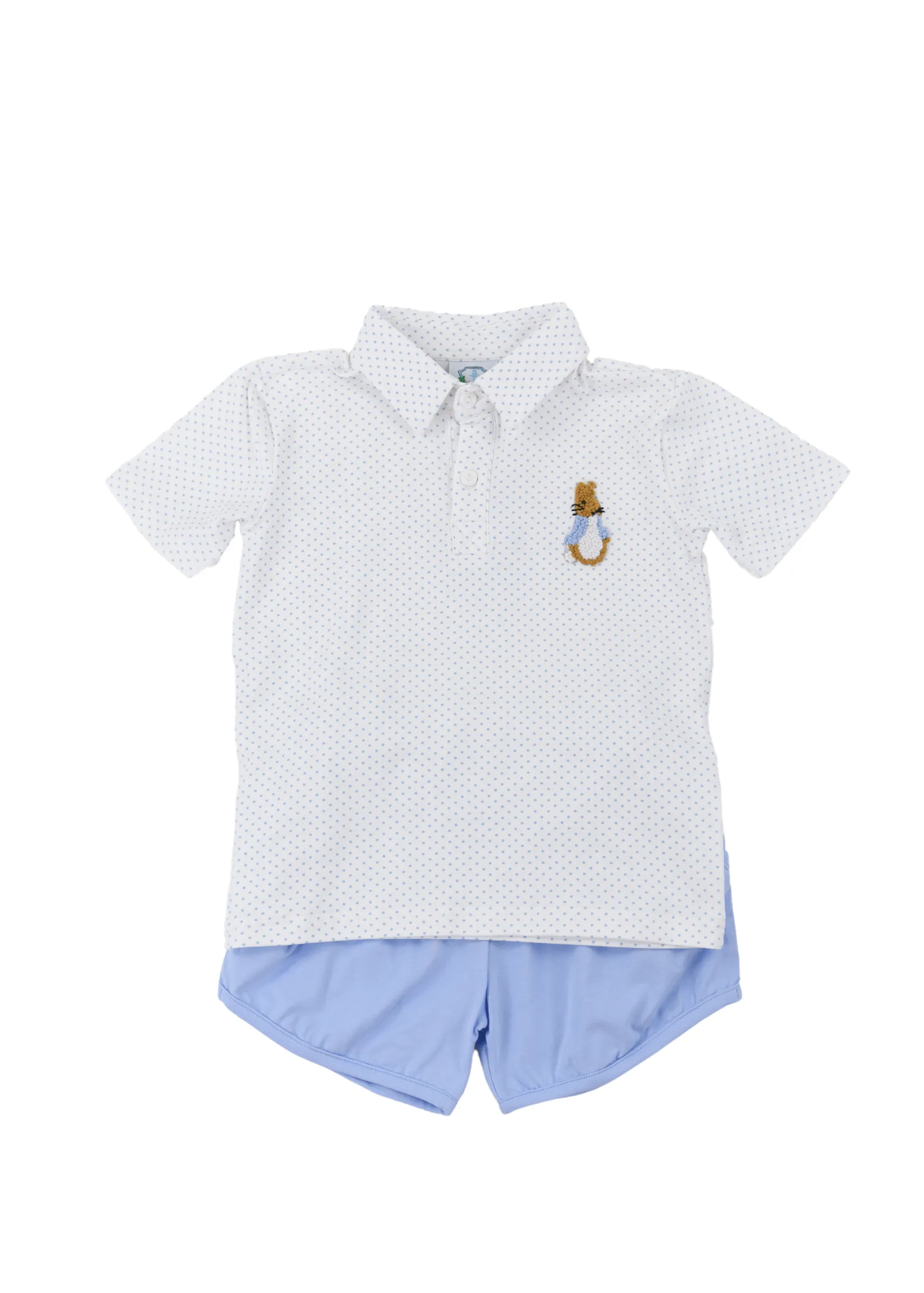 French Knot Blue Rabbit Polo Set