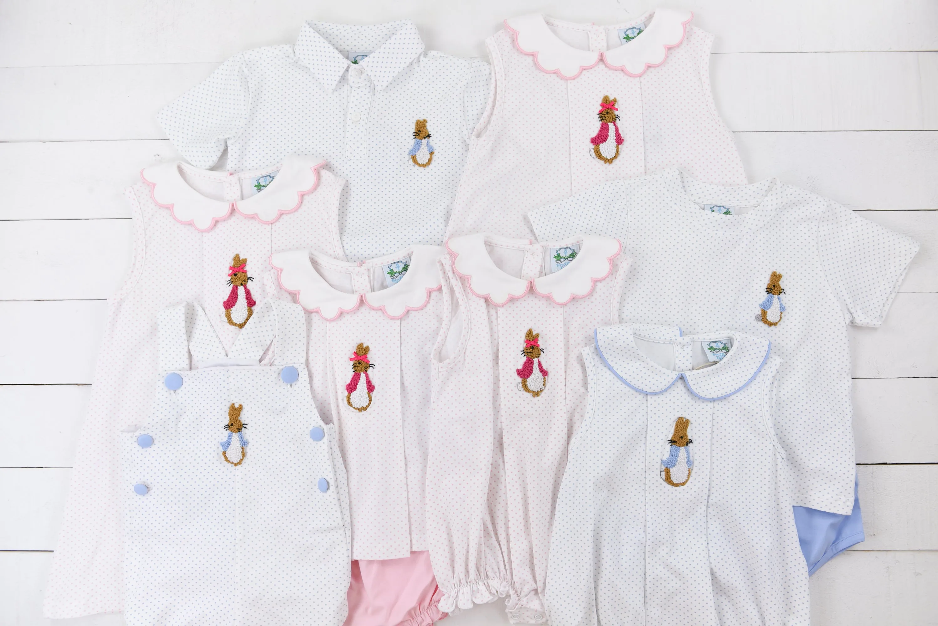 French Knot Blue Rabbit Polo Set