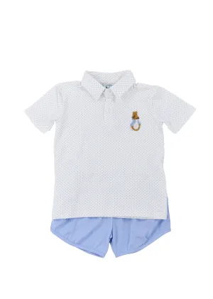 French Knot Blue Rabbit Polo Set