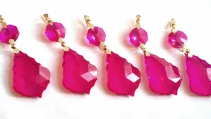 Fuchsia Pink French Cut Chandelier Crystals Pack of 5 Ornaments