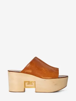 GIVENCHY LOGO PLATFORM LEATHER MULES