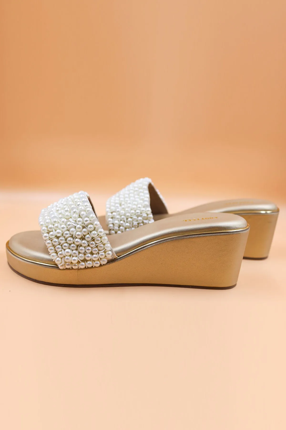 Gold Rexine Bead Zardosi Wedges