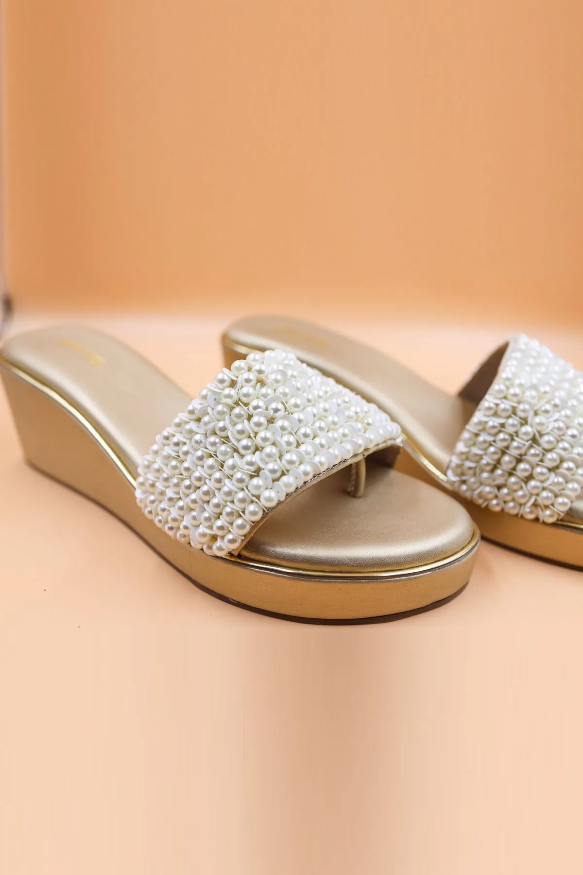 Gold Rexine Bead Zardosi Wedges