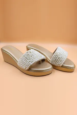 Gold Rexine Bead Zardosi Wedges
