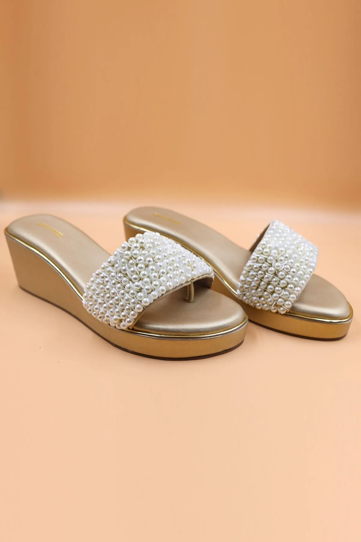 Gold Rexine Bead Zardosi Wedges