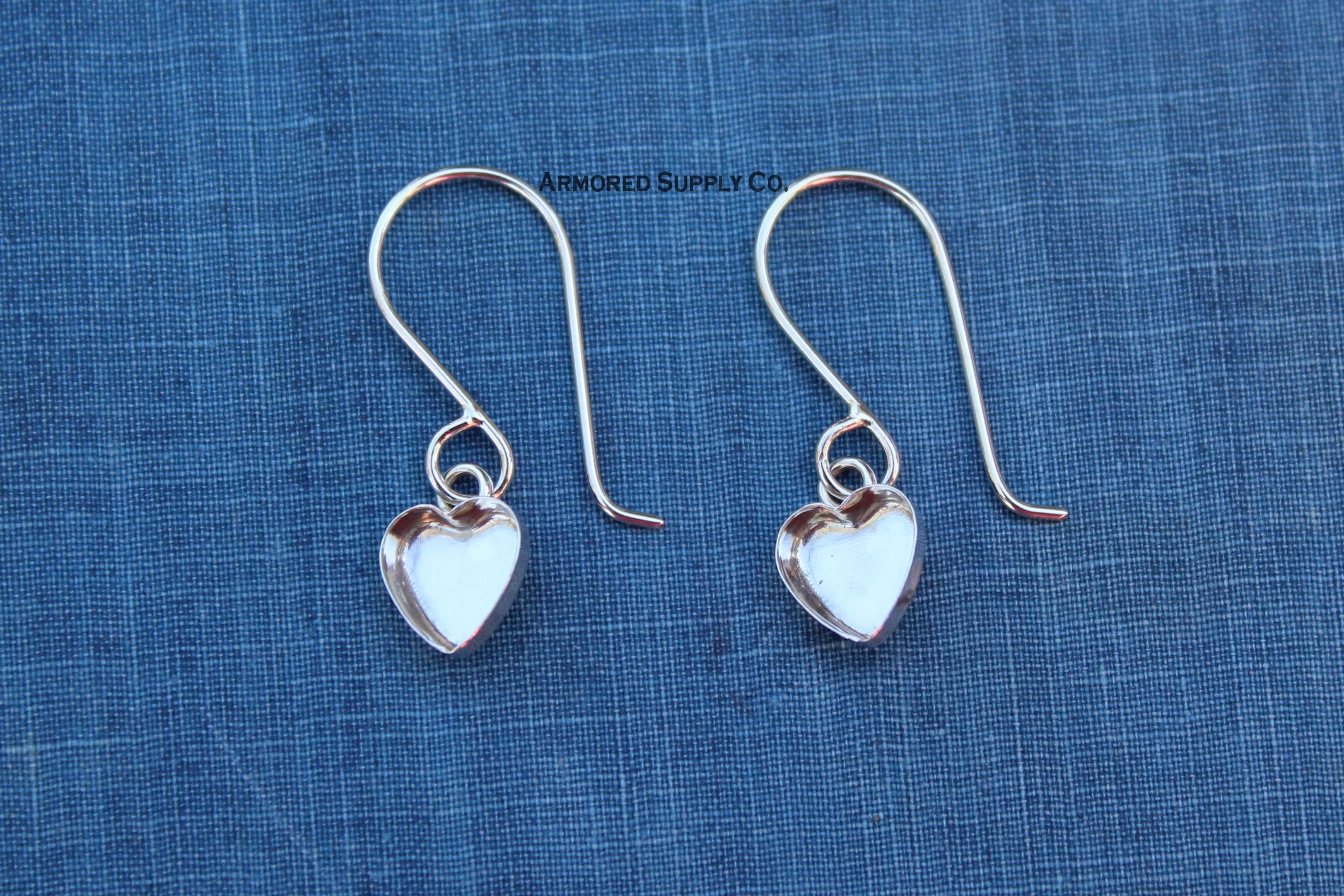 Heart Plain Bezel Cup French Wire Earring Blanks