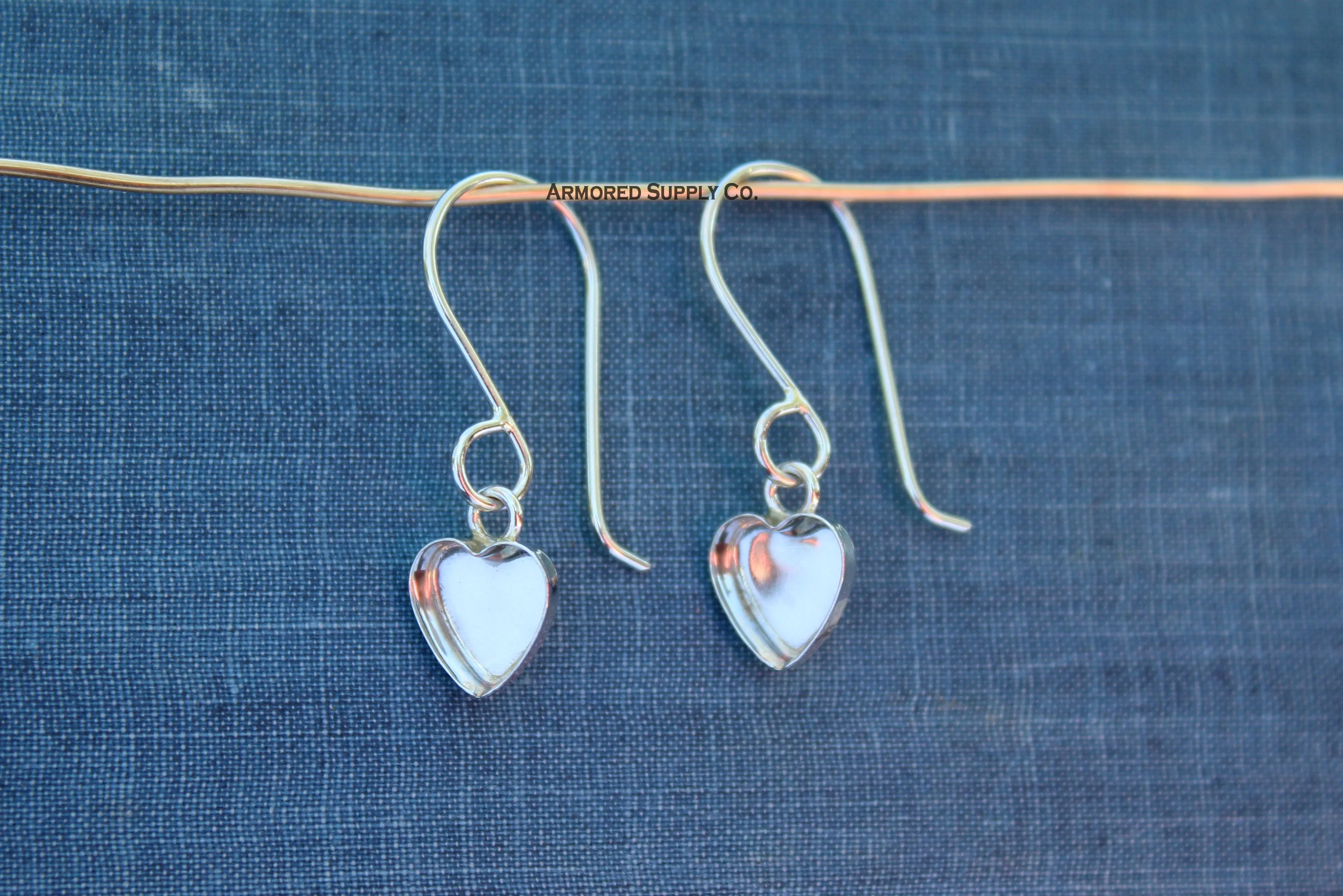 Heart Plain Bezel Cup French Wire Earring Blanks