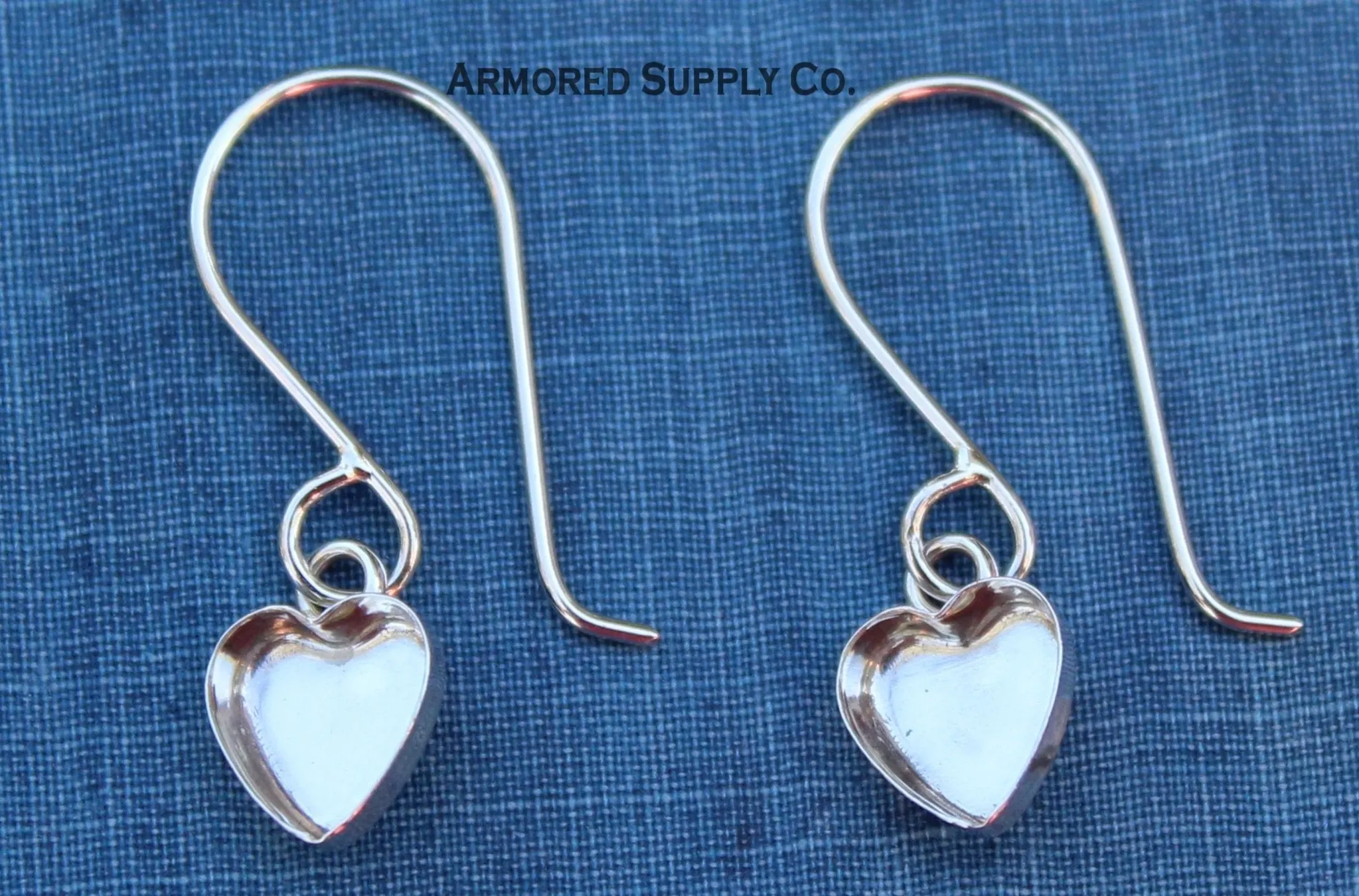 Heart Plain Bezel Cup French Wire Earring Blanks